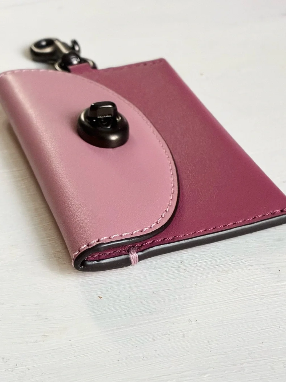 Coach Turnlock Leather Card Case Bag Charm in Colorblock